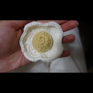 [No available] Crochet egg brooch
